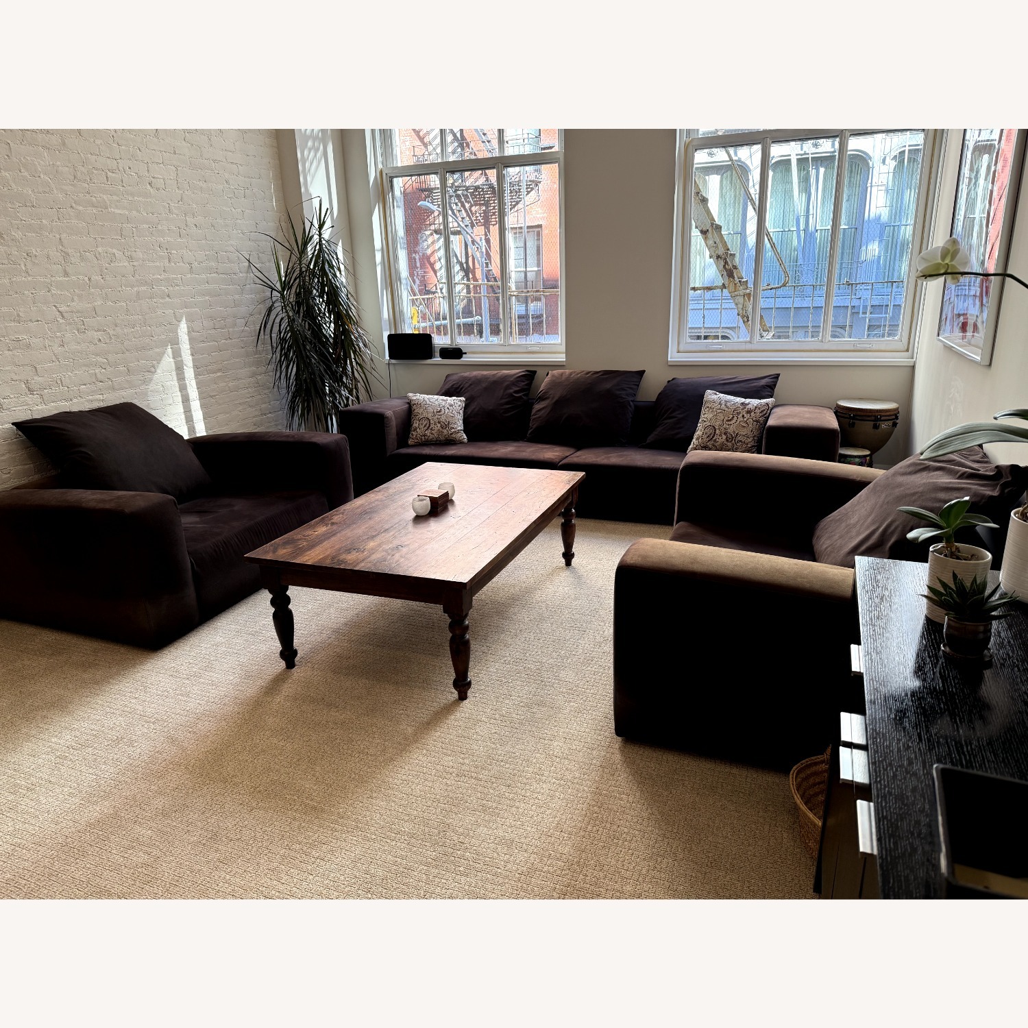 Crate & Barrel Dark Brown Coffee Table - image-3