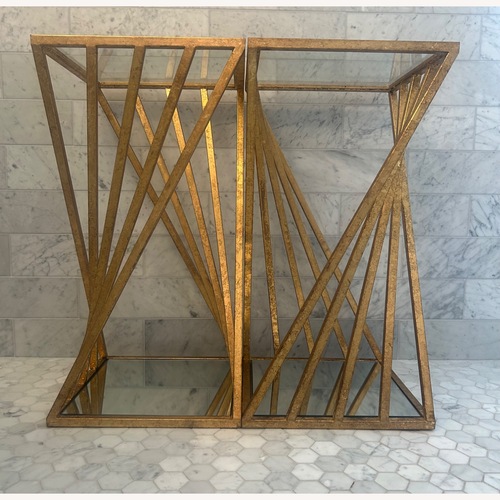 Used Matthew Williams Gold Glass Side Tables for sale on AptDeco