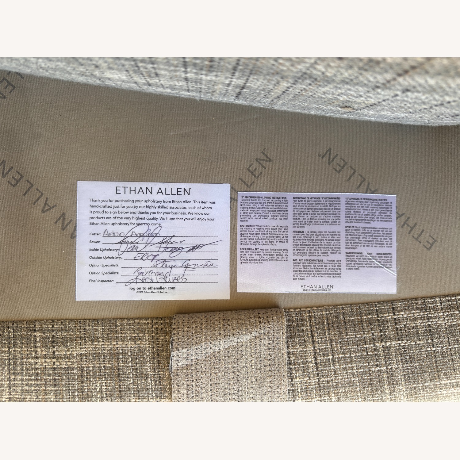 Ethan Allen Wingback Light Gray Fabric Armchair - image-4