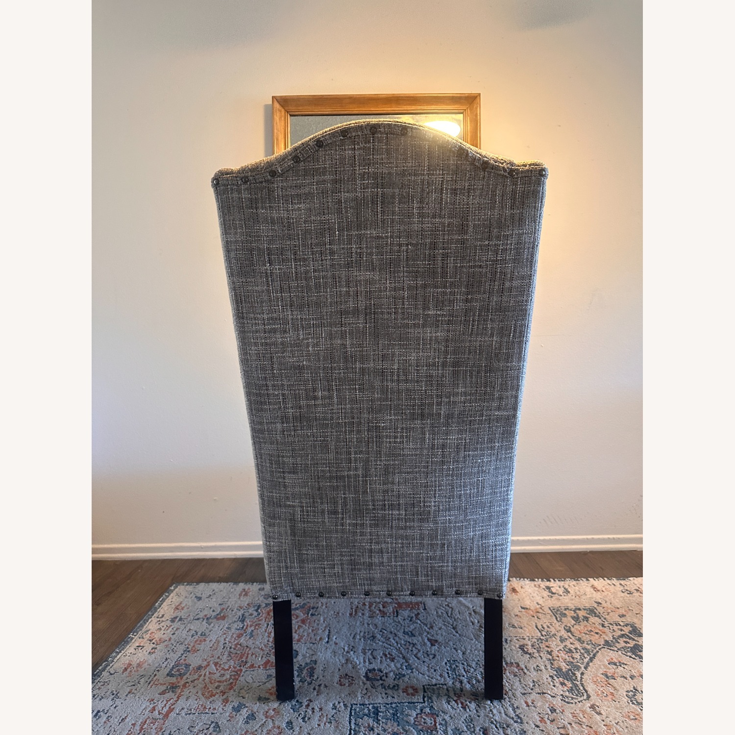 Ethan Allen Wingback Light Gray Fabric Armchair - image-3