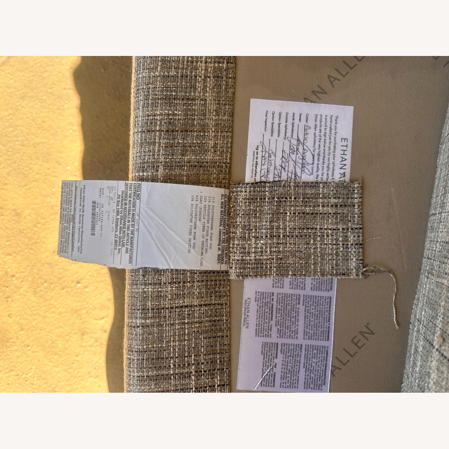 Ethan Allen Wingback Light Gray Fabric Armchair - image-5