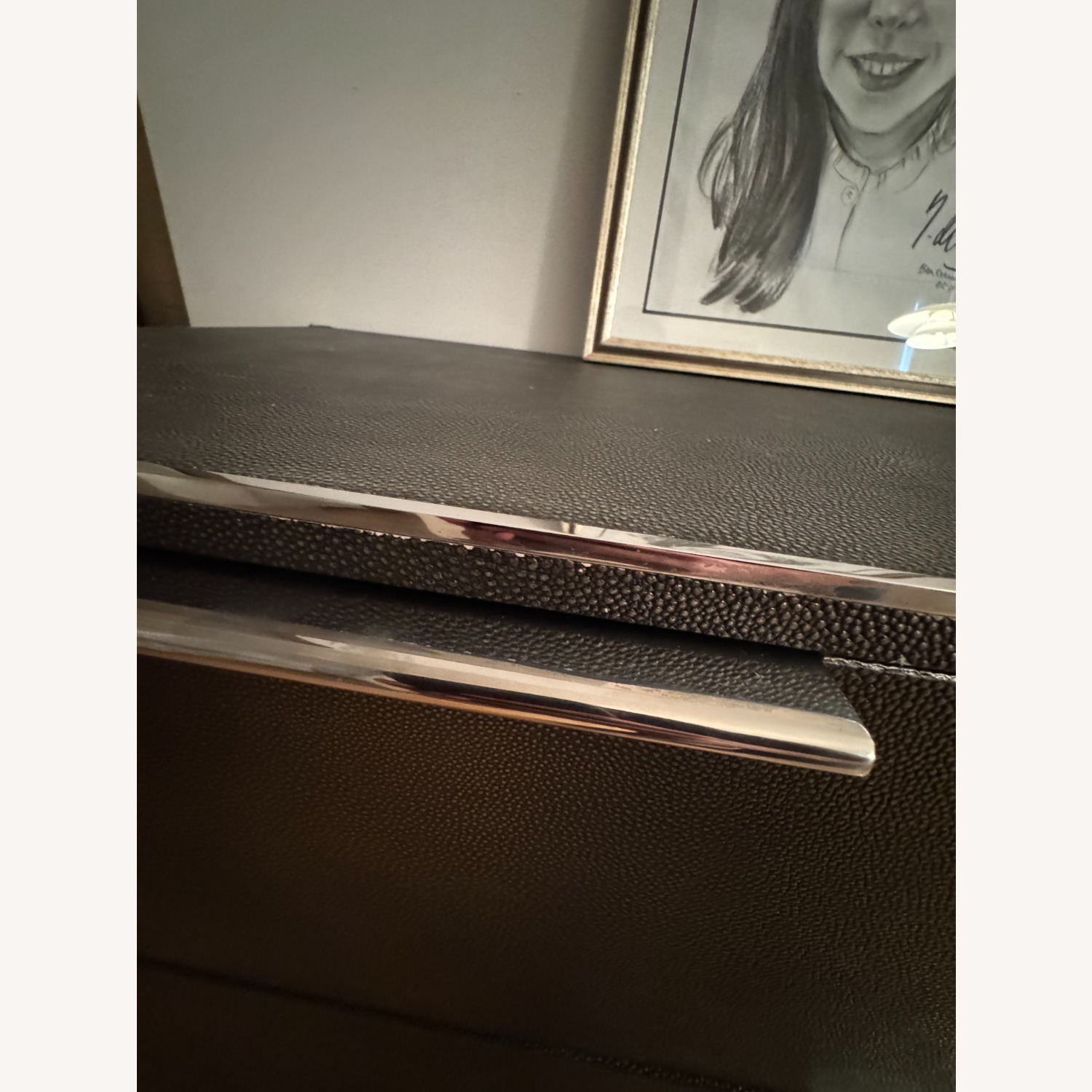 Restoration Hardware Dark Gray Leather Dresser - image-5