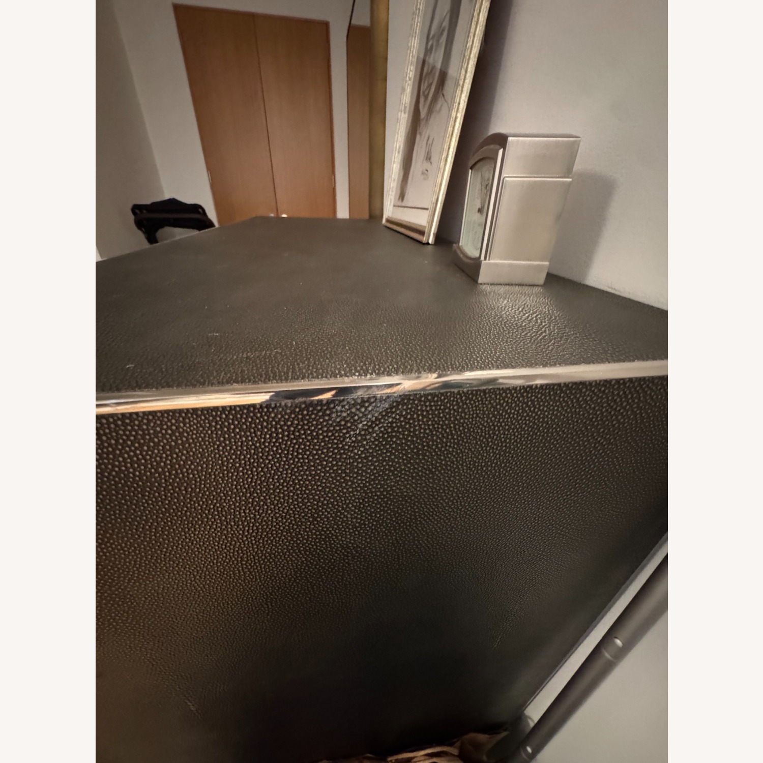 Restoration Hardware Dark Gray Leather Dresser - image-4