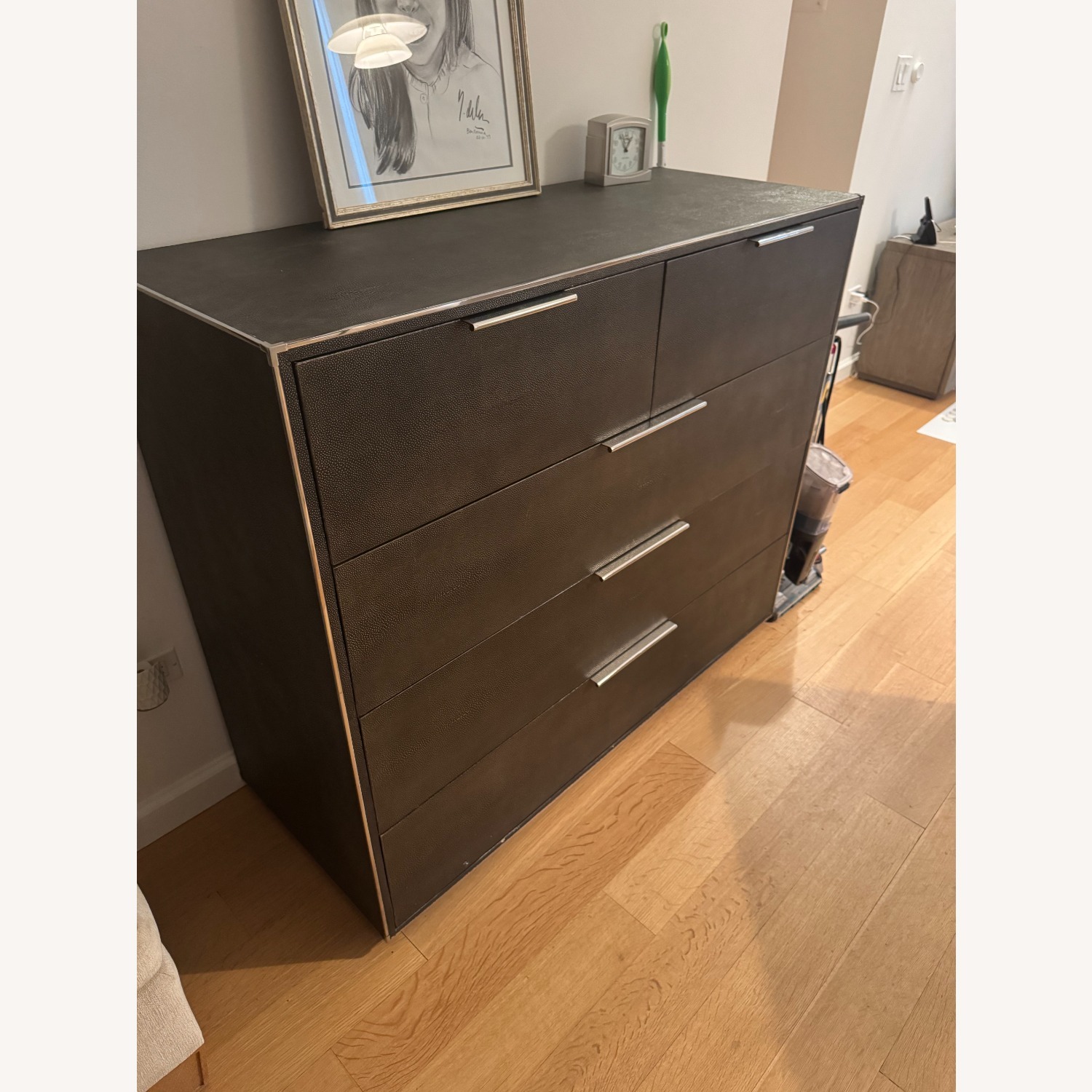 Restoration Hardware Dark Gray Leather Dresser - image-2