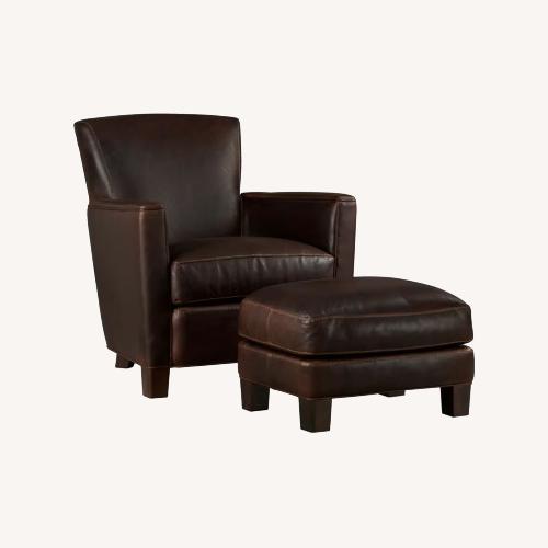 Used Crate & Barrel Dark Brown Leather Armchair for sale on AptDeco