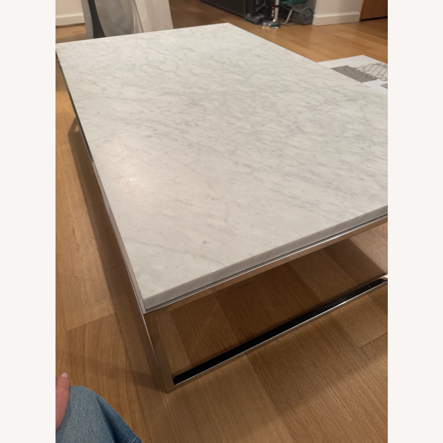 Restoration Hardware Light Gray Coffee Table - image-5