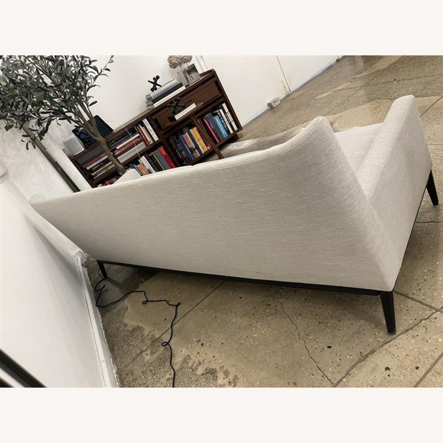 Wingback Gray 3-Seat Sofa with Modern Arms - image-2