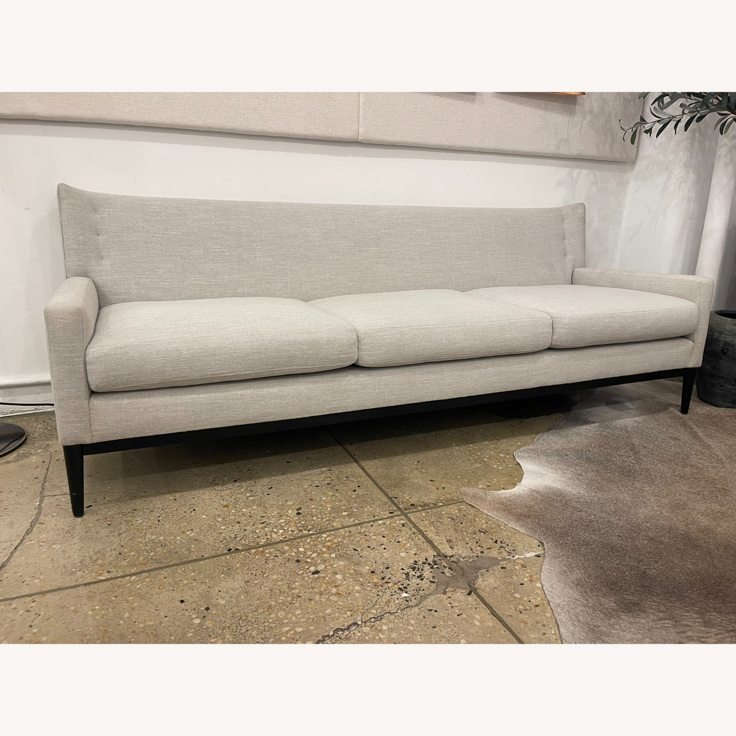 Wingback Gray 3-Seat Sofa with Modern Arms - image-5