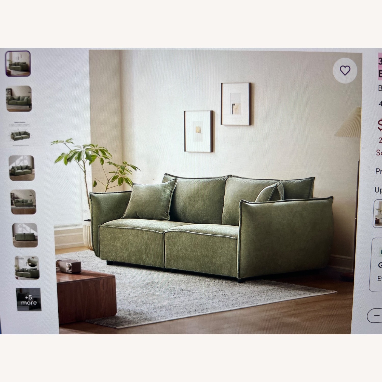 Wayfair Green 2 Seater Sofa - image-5