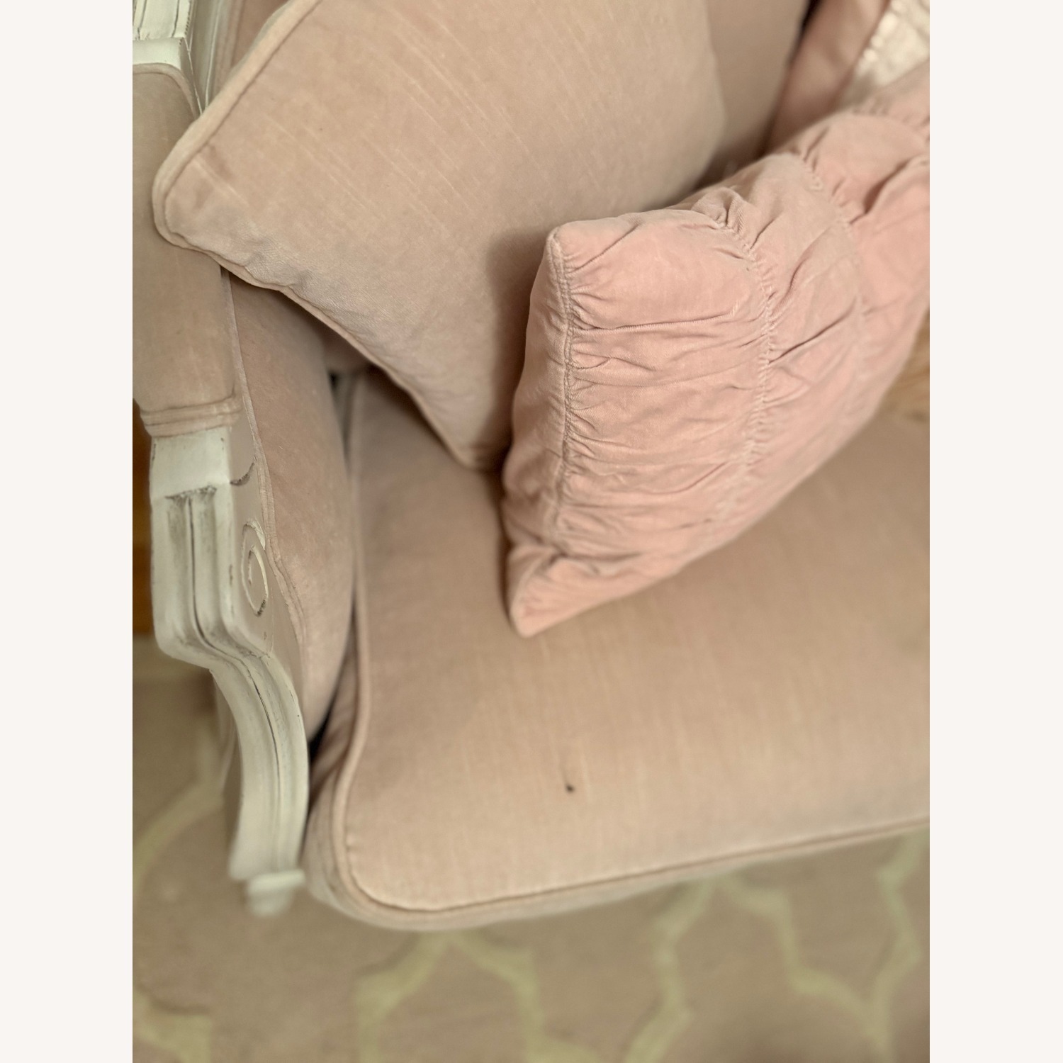 Restoration Hardware Pink Velvet 2 Seater Sofa - image-2