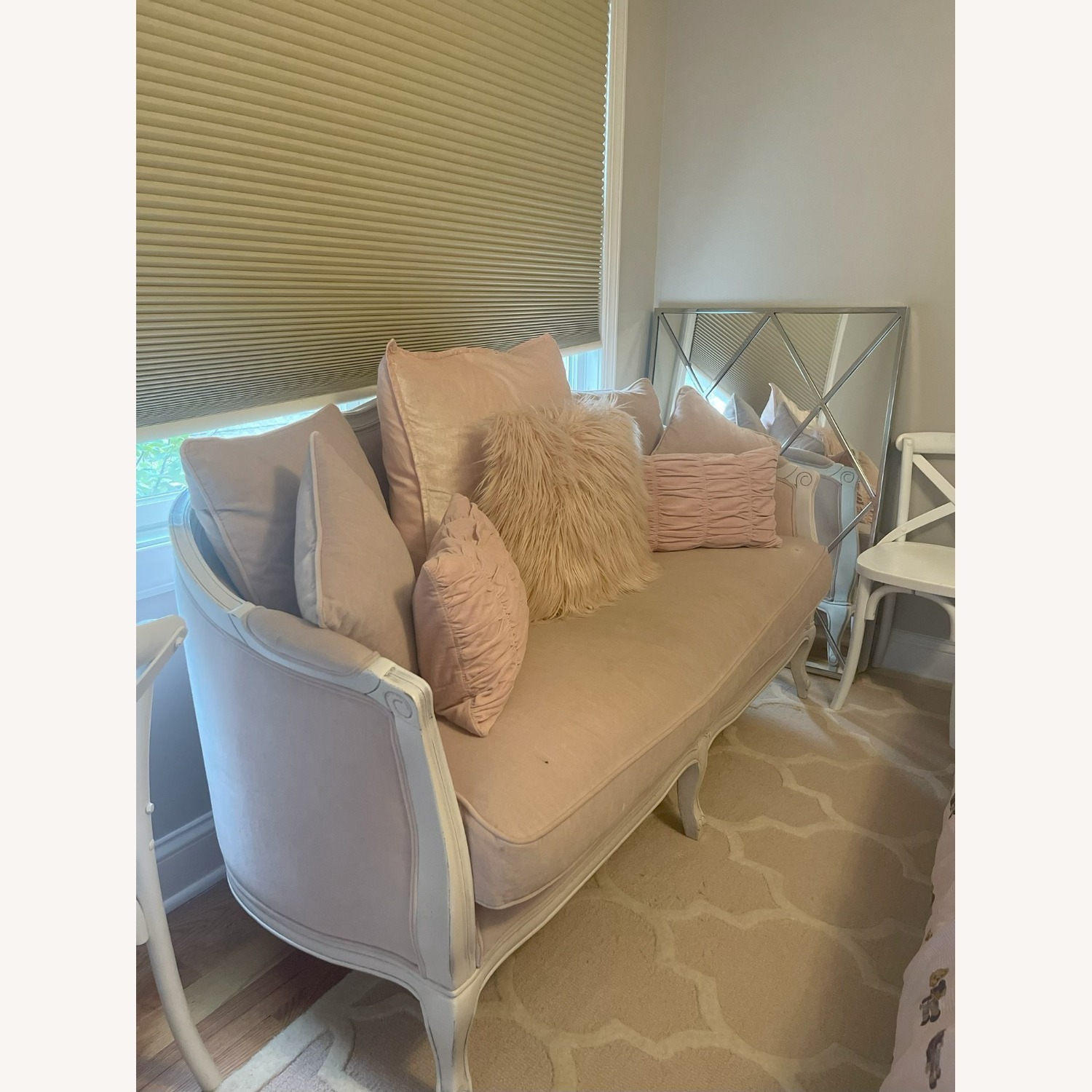 Restoration Hardware Pink Velvet 2 Seater Sofa - image-3