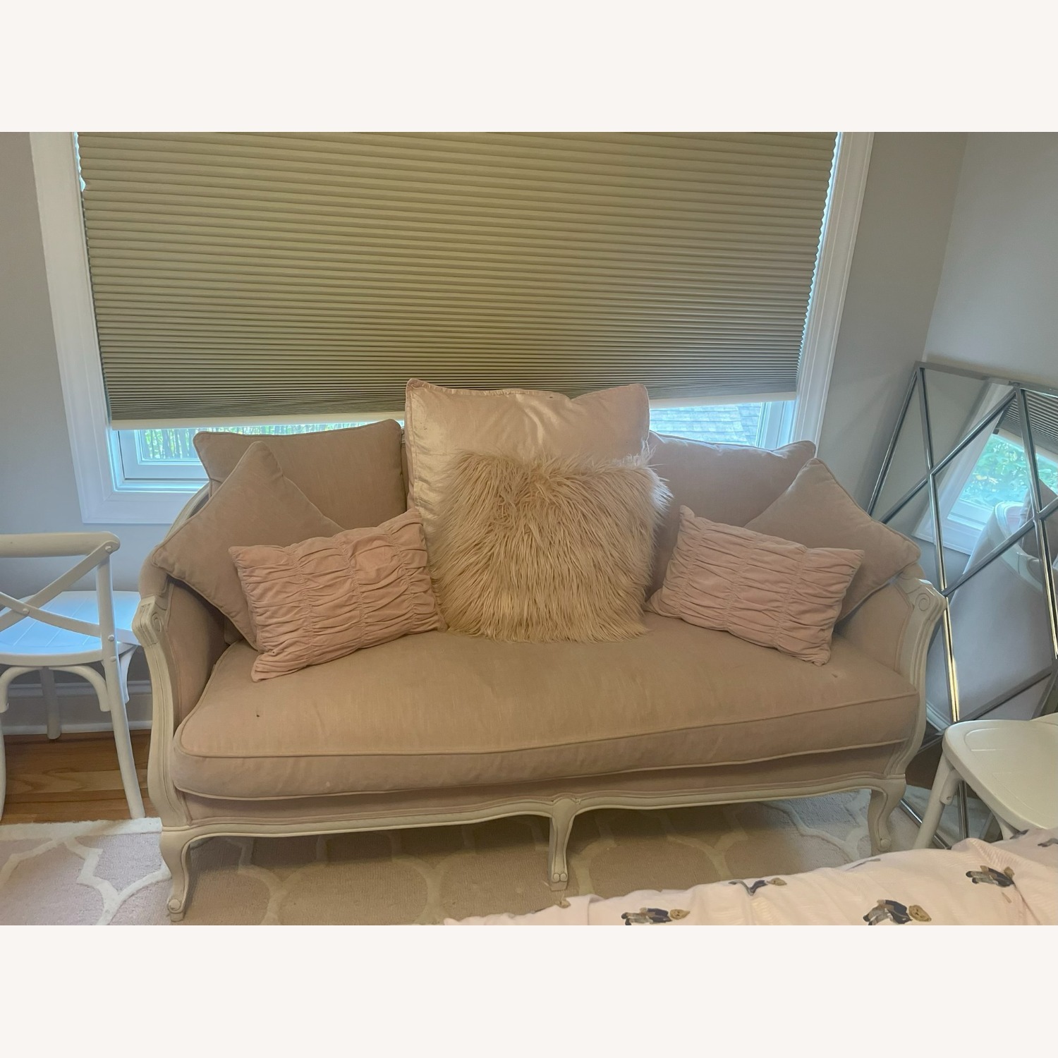 Restoration Hardware Pink Velvet 2 Seater Sofa - image-4