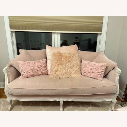 Used Restoration Hardware Pink Velvet 2 Seater Sofa for sale on AptDeco