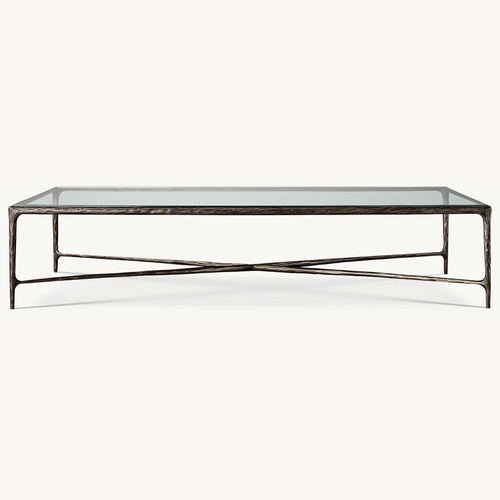 Used Restoration Hardware Forged Brass Iron & Glass Coffee Table for sale on AptDeco