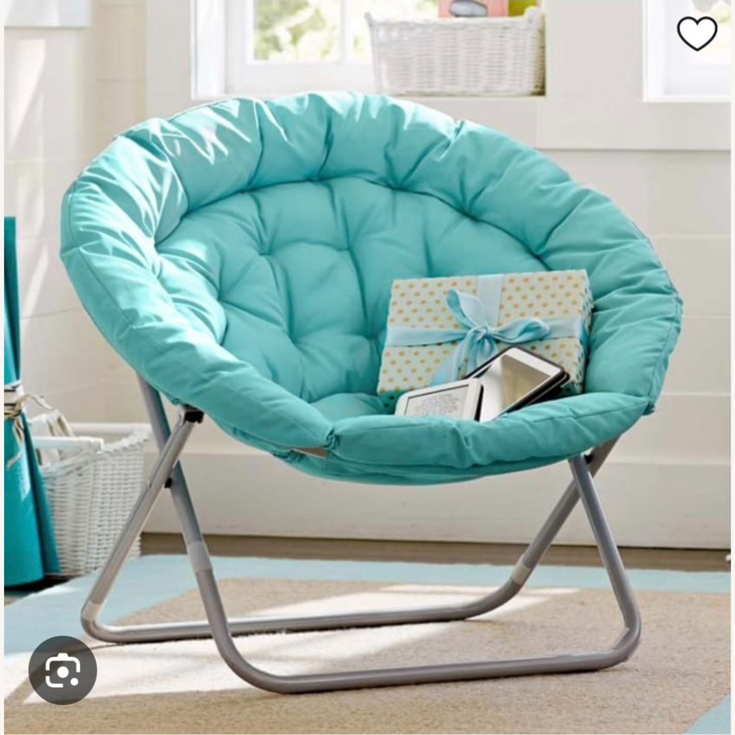 Pottery Barn Teal Papasan Chair - image-2