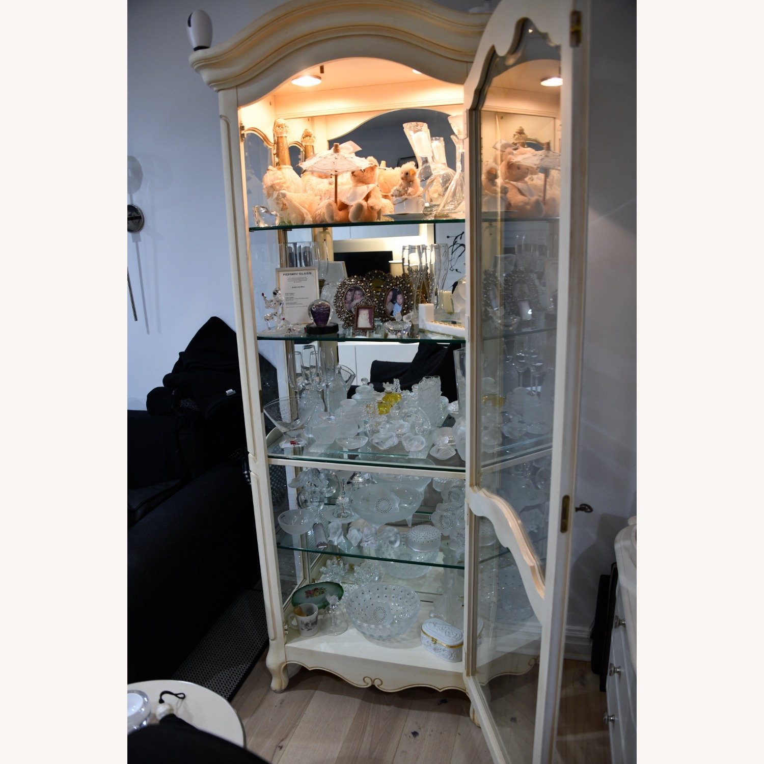 Wood/Glass White Oak Media Storage/Curio Cabinet - image-8