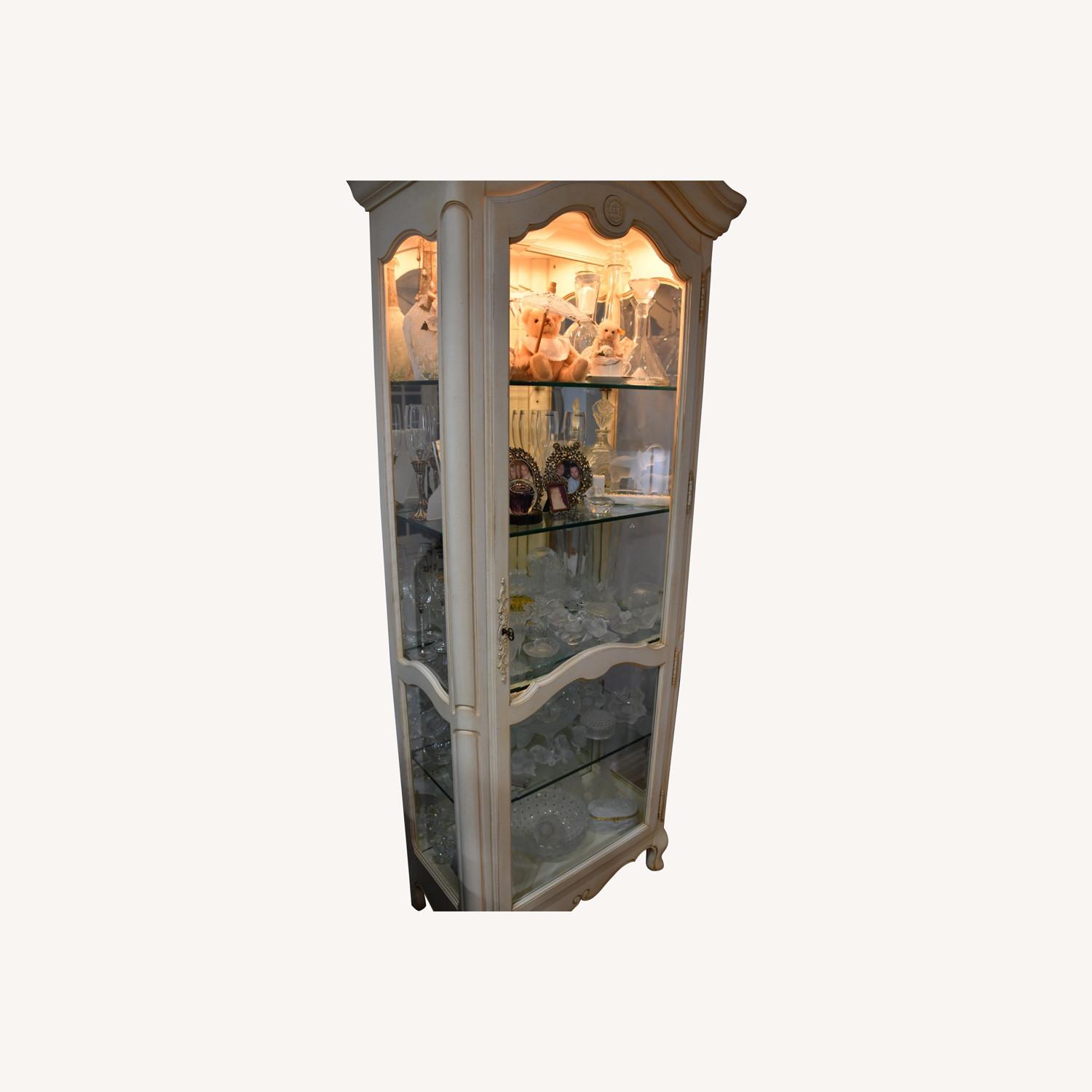 Wood/Glass White Oak Media Storage/Curio Cabinet - image-0