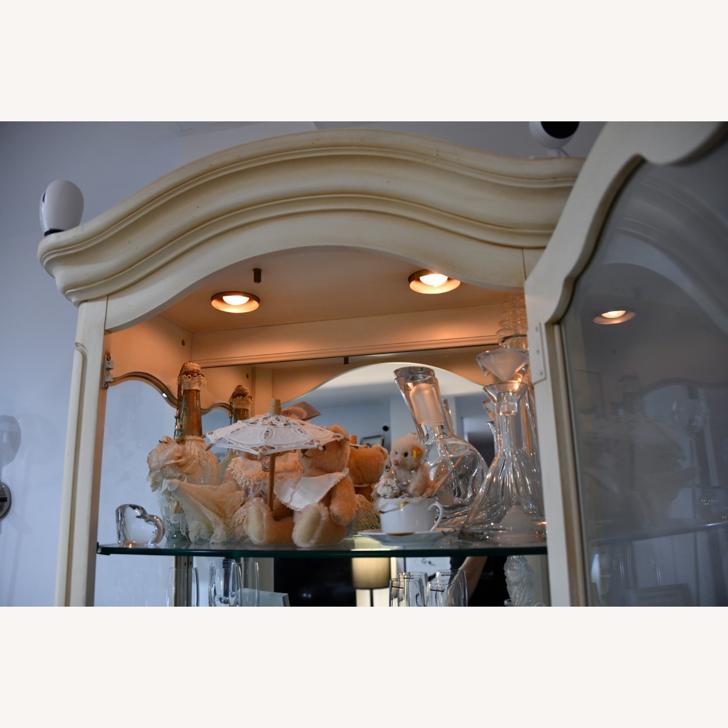 Wood/Glass White Oak Media Storage/Curio Cabinet - image-7