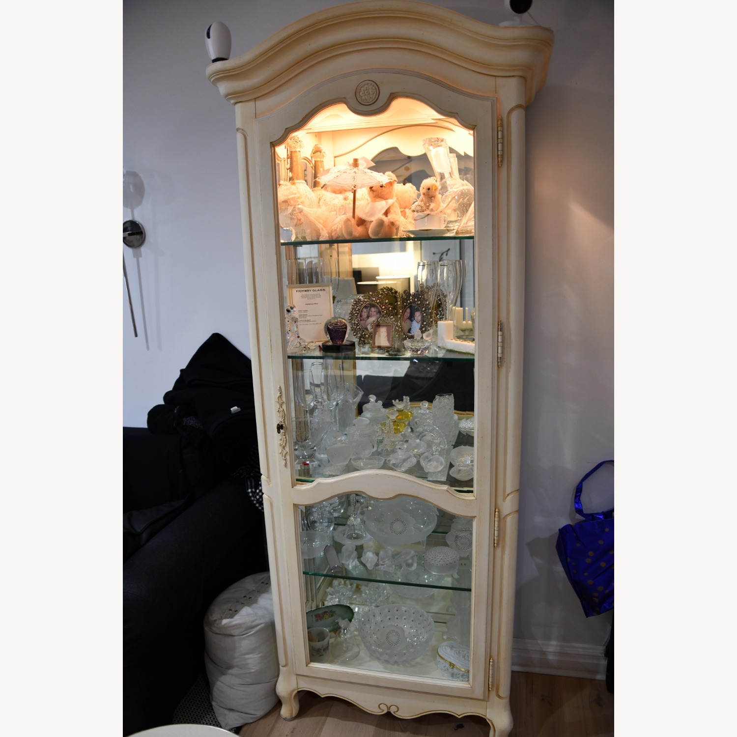 Wood/Glass White Oak Media Storage/Curio Cabinet - image-9
