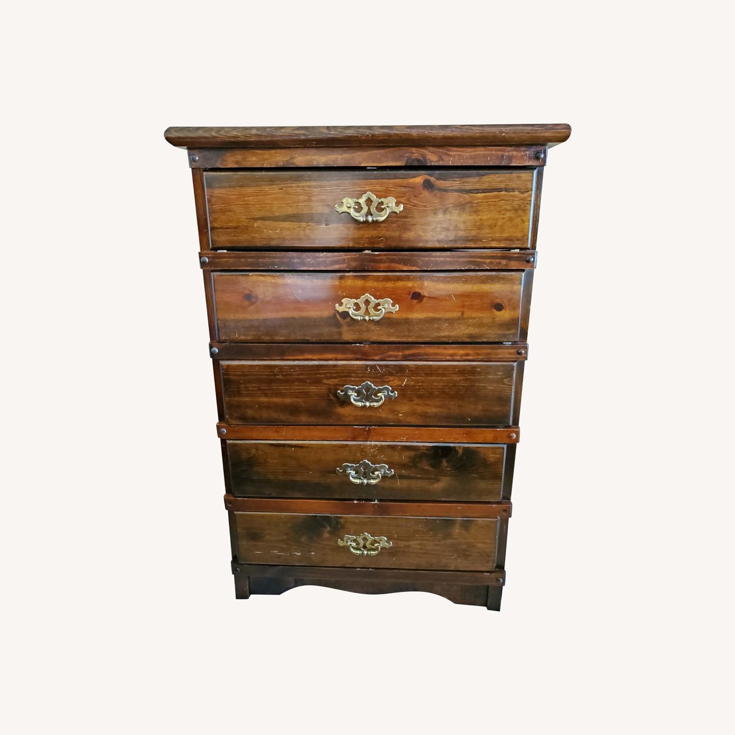 5-Drawer Solid Wood Dresser Walnut Finish - image-0