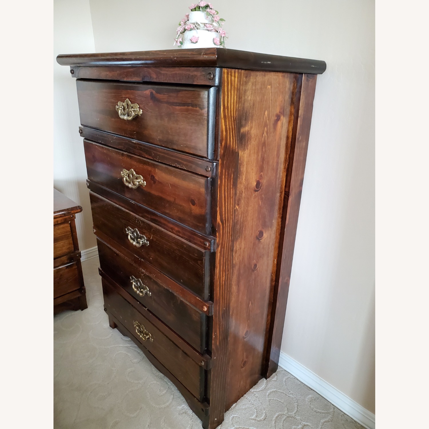 5-Drawer Solid Wood Dresser Walnut Finish - image-2