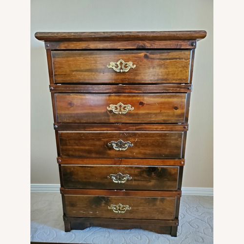 Used 5-Drawer Solid Wood Dresser Walnut Finish for sale on AptDeco