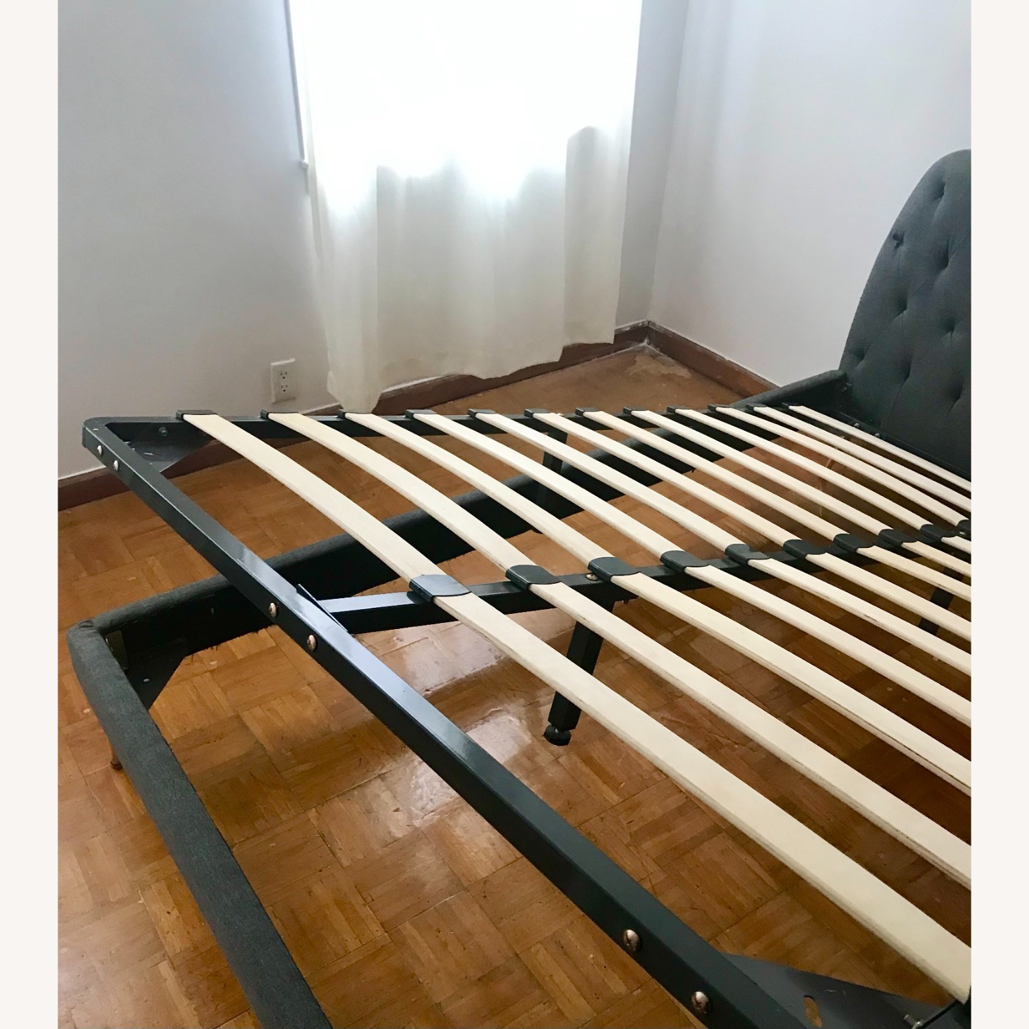 Mid Century Dark Gray Tufted Bed Frame - image-4