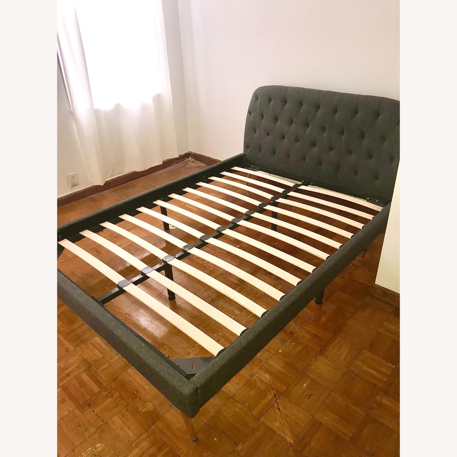 Mid Century Dark Gray Tufted Bed Frame - image-3