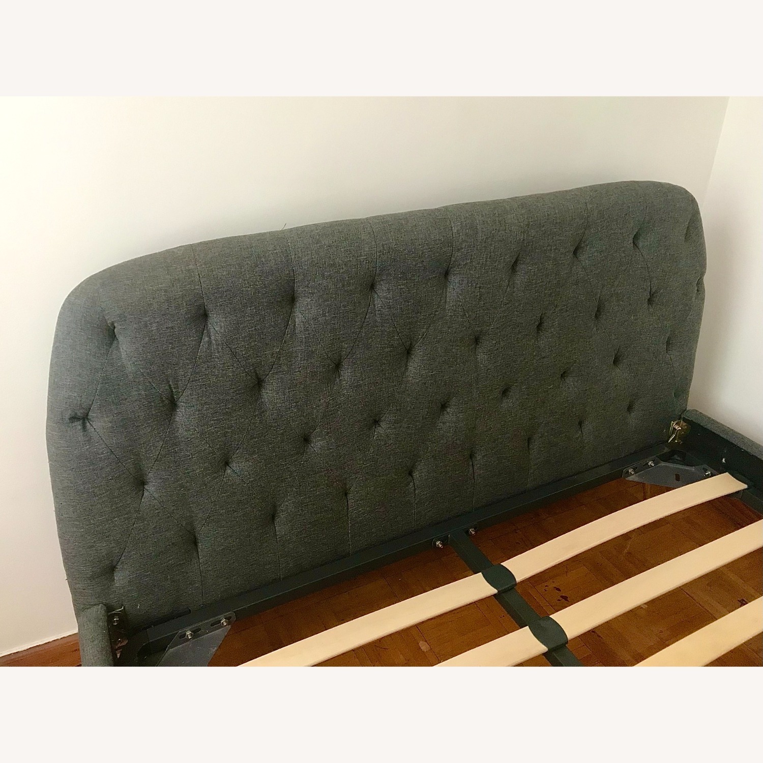 Mid Century Dark Gray Tufted Bed Frame - image-2