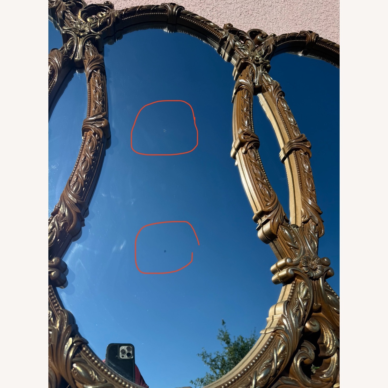 Mid Century Gold Ornate Bassett Triple Ring Mirror - image-9