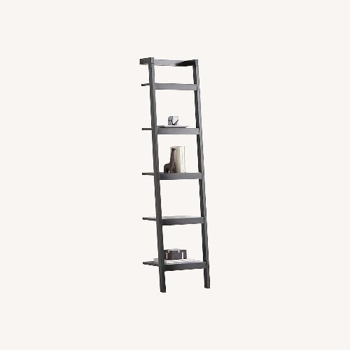 Used Crate & Barrel Sawyer Leaning Shelves - Black Wood for sale on AptDeco
