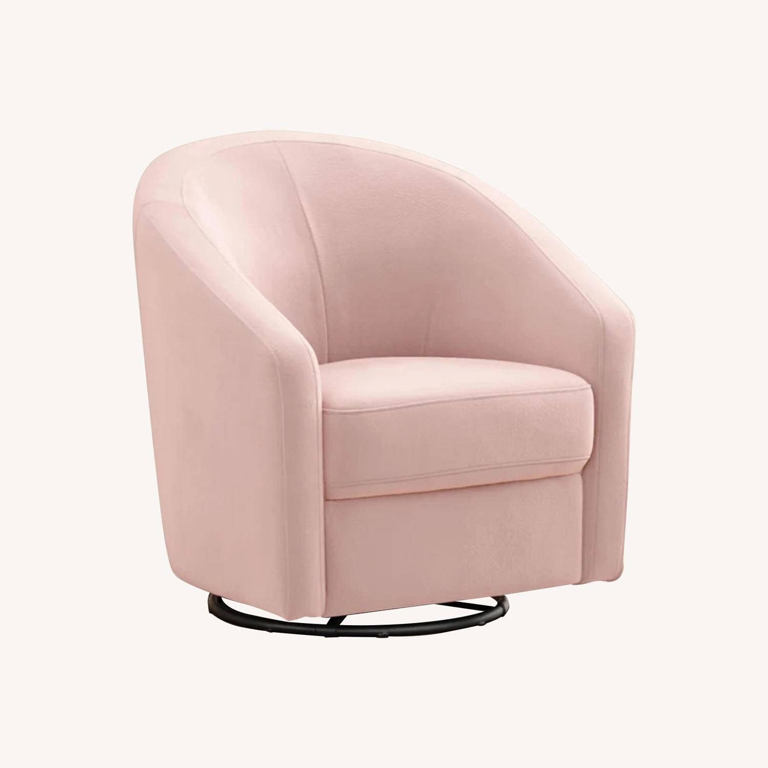 Babyletto Madison Pink Velvet Swivel Glider Chair - image-0