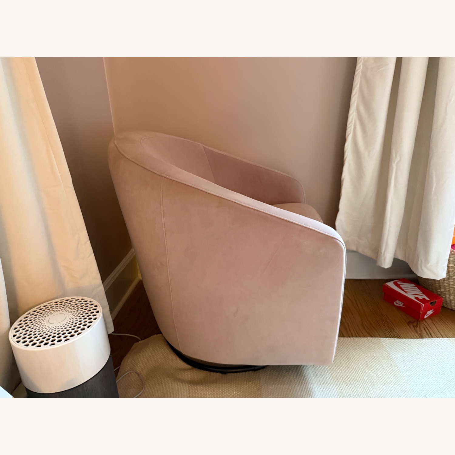 Babyletto Madison Pink Velvet Swivel Glider Chair - image-4