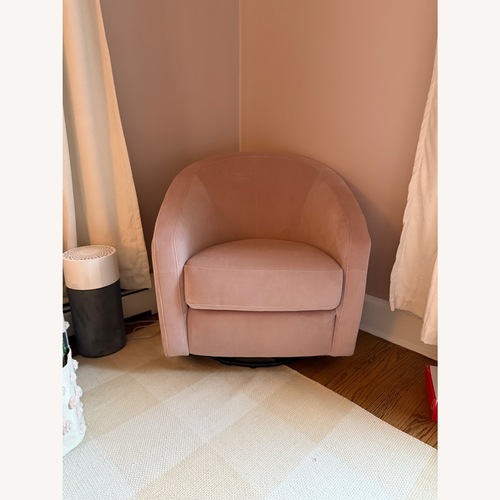 Used Babyletto Madison Pink Velvet Swivel Glider Chair for sale on AptDeco