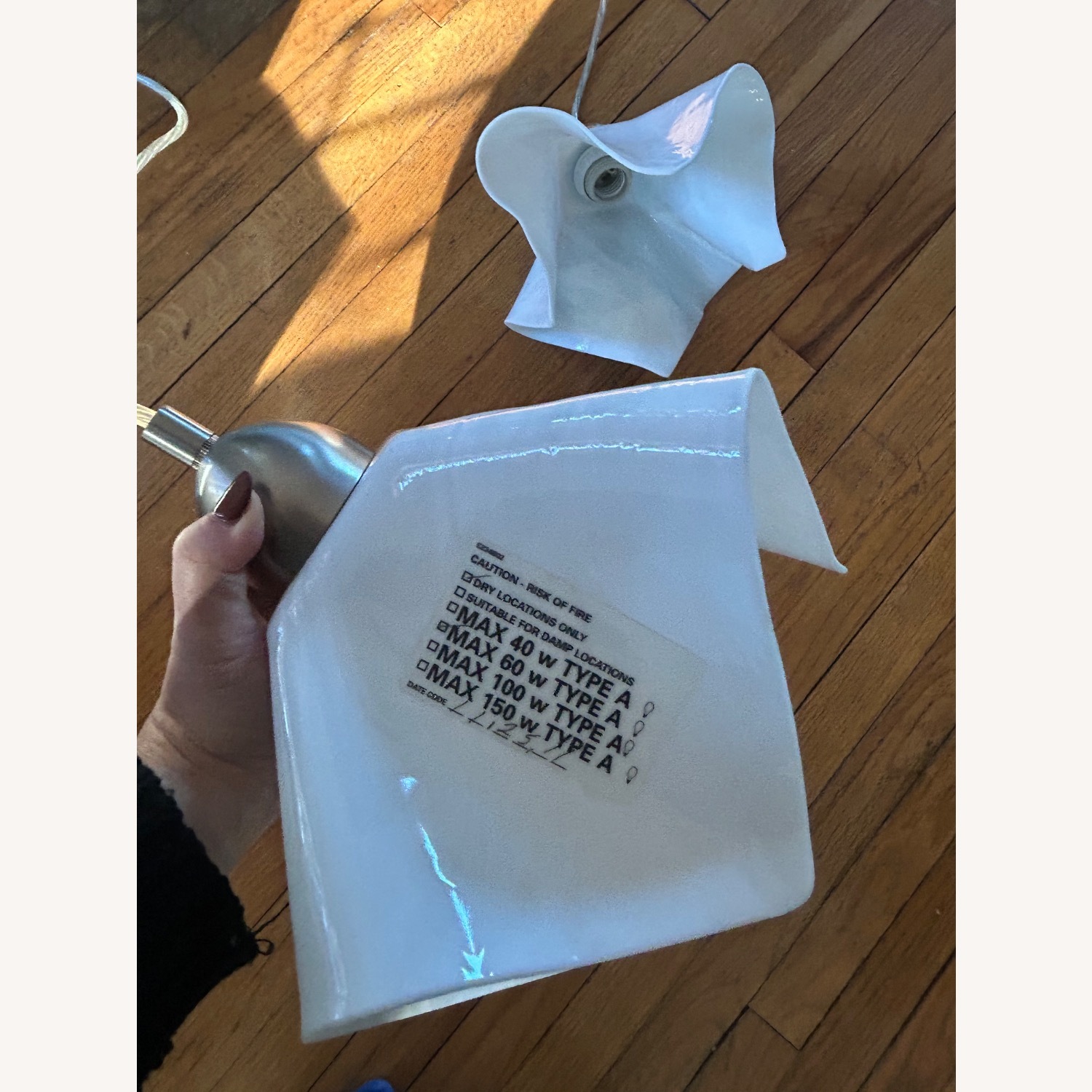 White Glass Ceiling Lamp - image-4