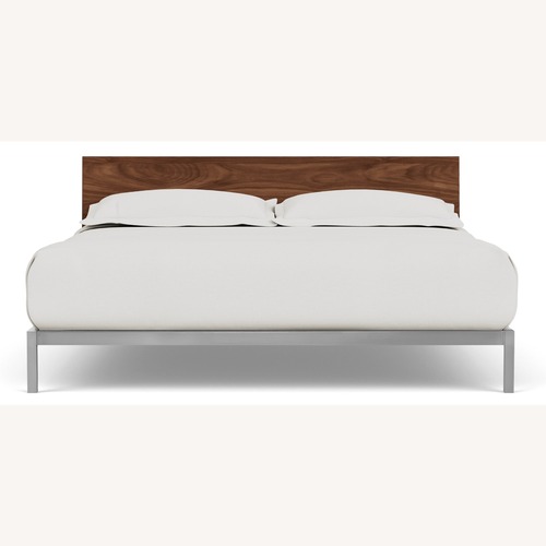 Used Room & Board Copenhagen Walnut and steel King Bed for sale on AptDeco