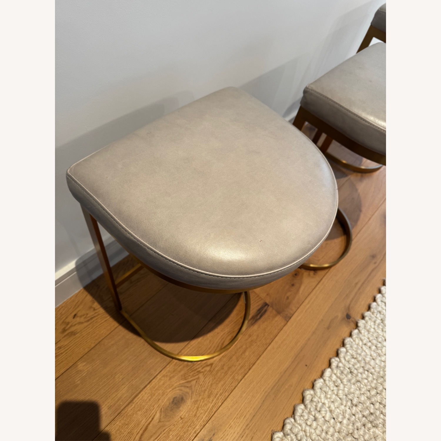 Restoration Hardware Light Gray Leather Stools - image-4