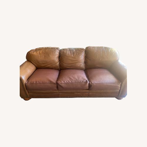Used Light Brown Leather 3+ Seater Sofa for sale on AptDeco