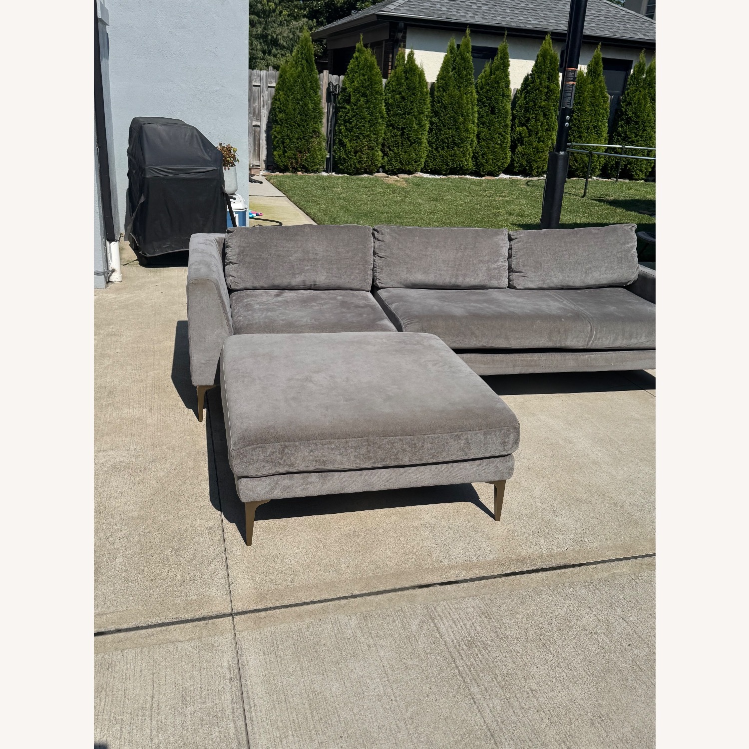 West Elm Pewter Velvet 3+ Piece Sectional - image-3