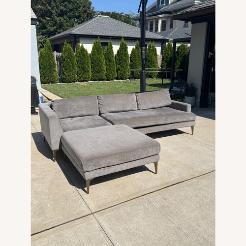 Used West Elm Pewter Velvet 3+ Piece Sectional for sale on AptDeco
