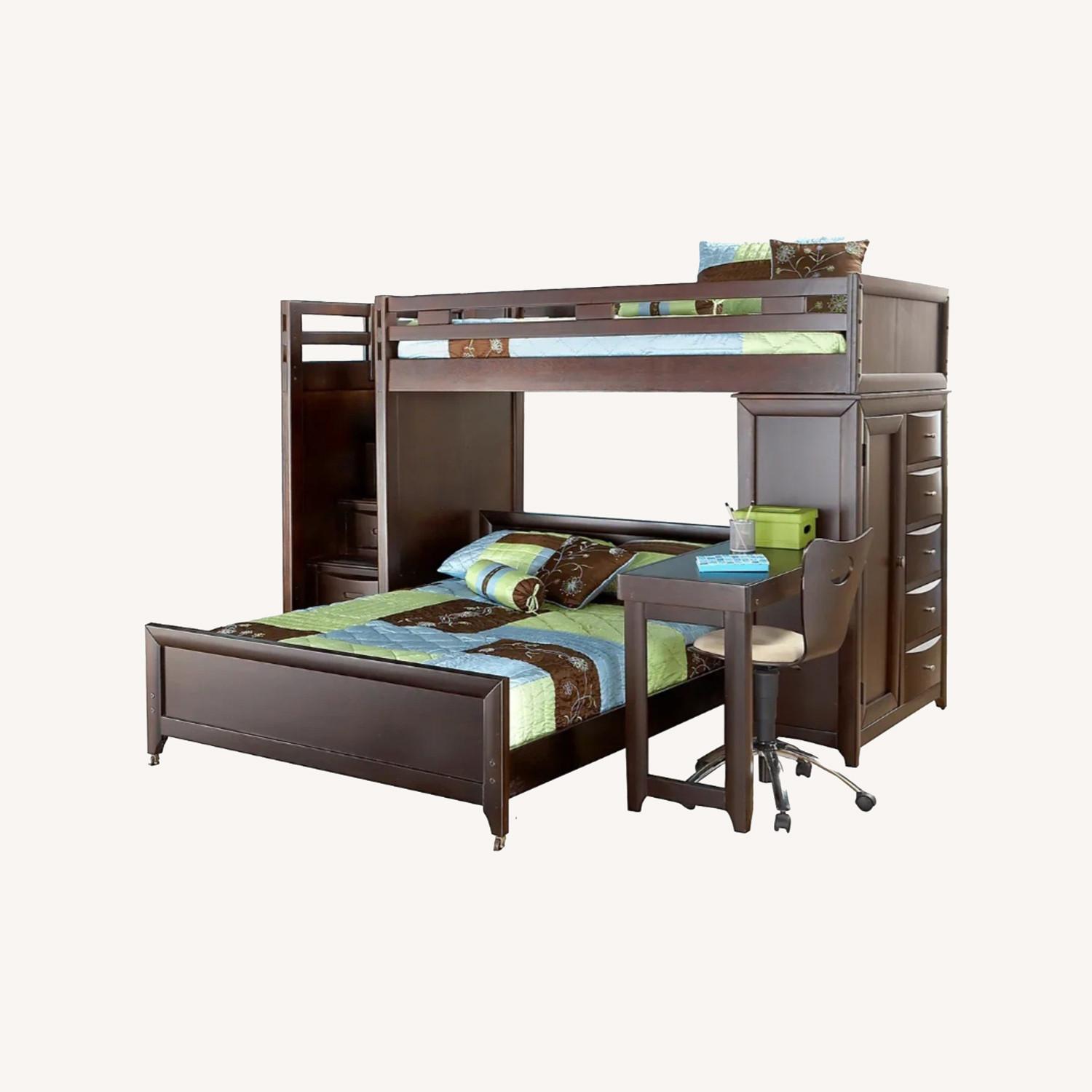 Ivy League Cherry Twin/full Step Loft Bunk  - image-0