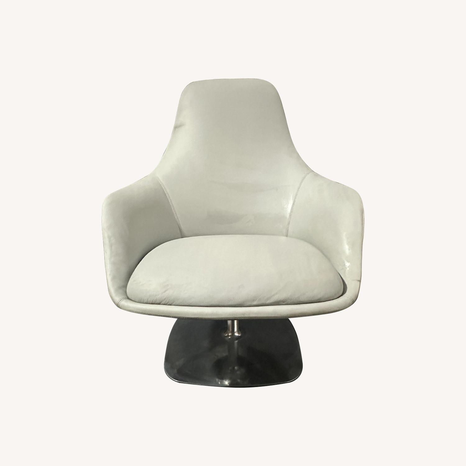 Bernhardt Canelle Light Gray Leather Armchair - image-0
