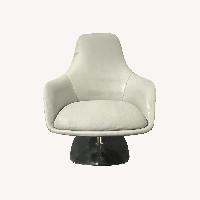 Bernhardt Canelle Light Gray Leather Armchair