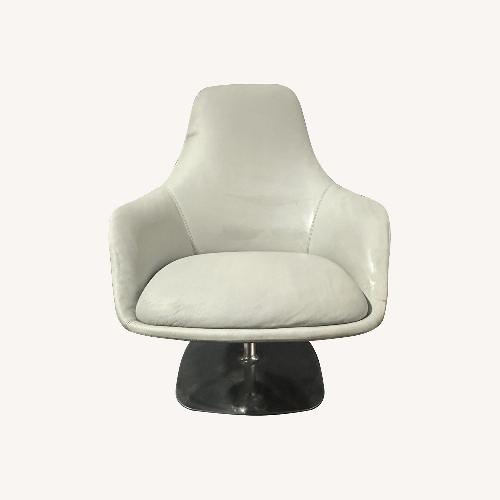 Used Bernhardt Canelle Light Gray Leather Armchair for sale on AptDeco