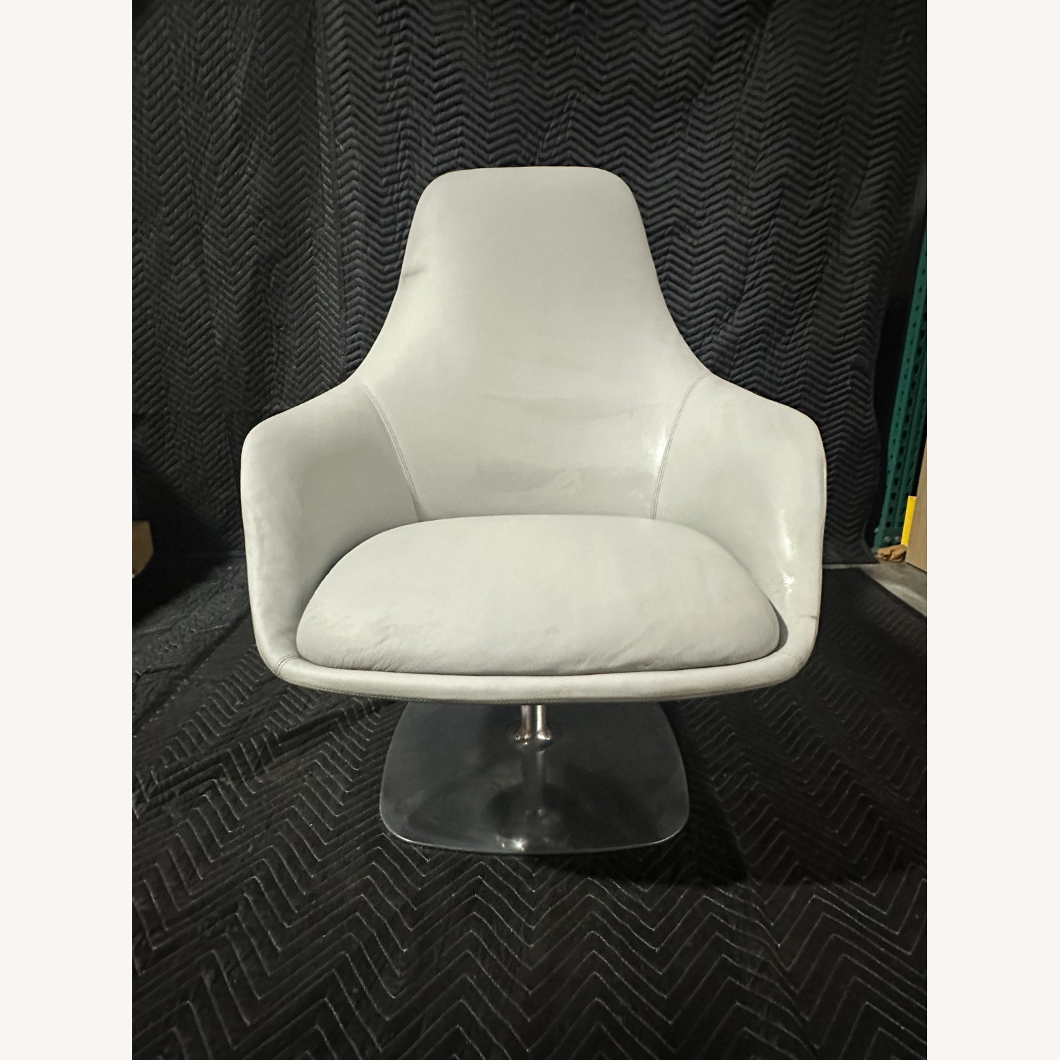 Bernhardt Canelle Light Gray Leather Armchair - image-1
