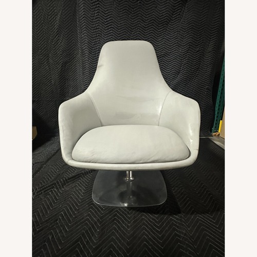 Used Bernhardt Canelle Light Gray Leather Armchair for sale on AptDeco