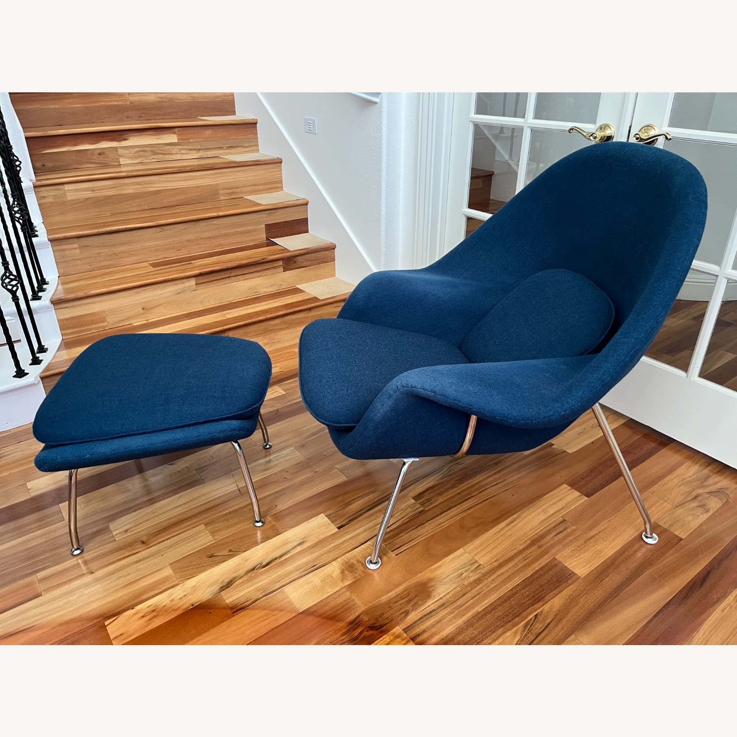 Design Within Reach Blue Metal Armchair - image-1