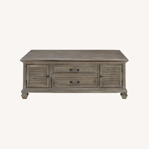 Used Raymour & Flanigan Ashford Dark Gray Wood Coffee Table for sale on AptDeco