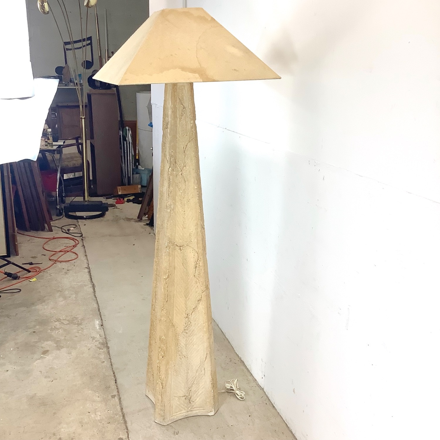 Vintage Modern Stone Obelisk Floor Lamp - image-7
