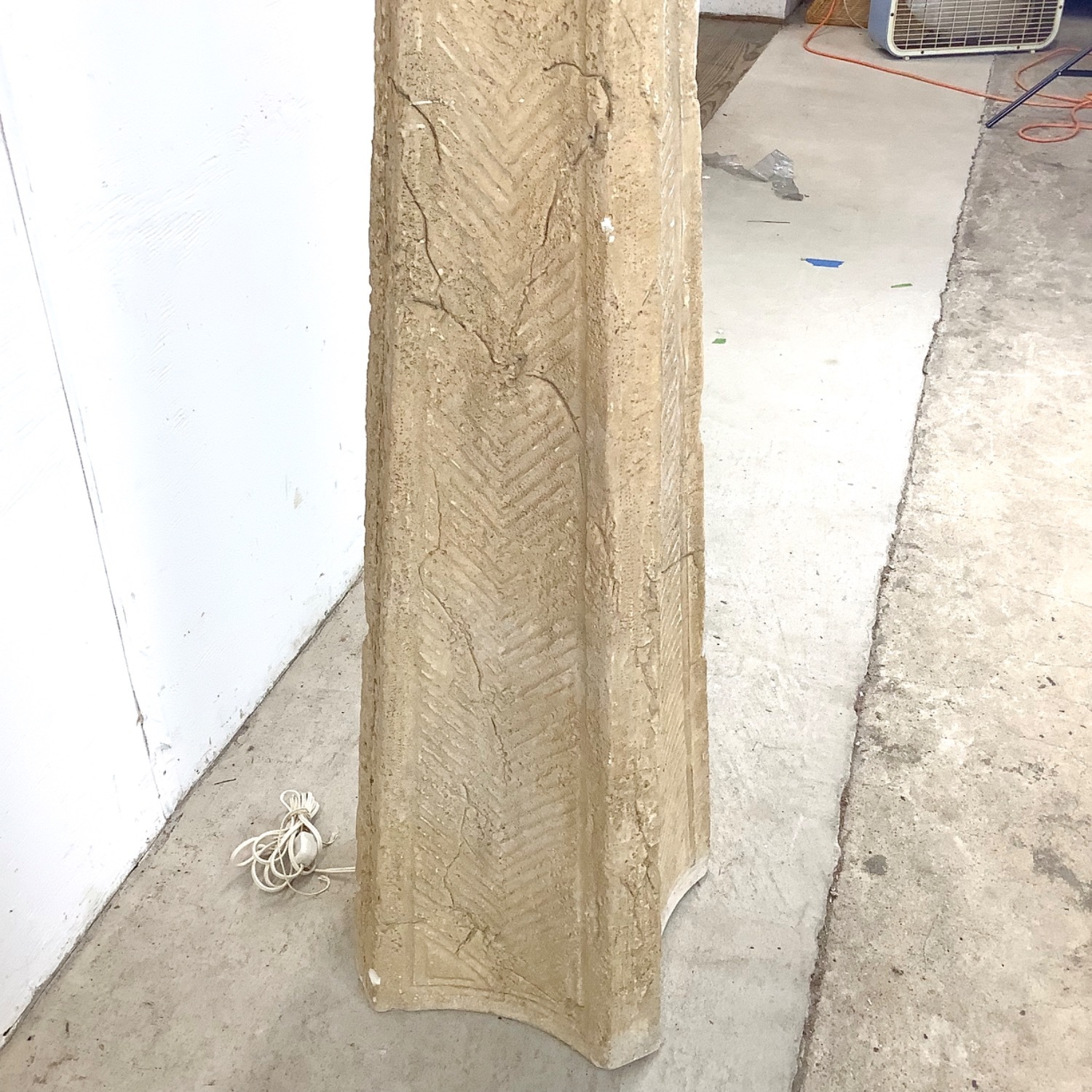 Vintage Modern Stone Obelisk Floor Lamp - image-8